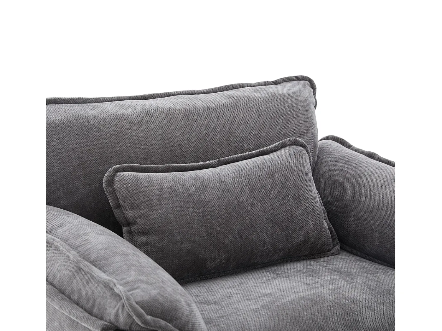 Sofá| Sofá com bolsos laterais e apoio para os pés - Chenille - para sala de estar e quarto Cinzento