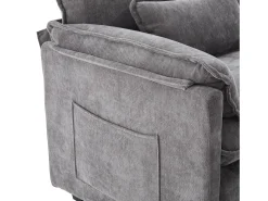 Sofá| Sofá com bolsos laterais e apoio para os pés - Chenille - para sala de estar e quarto Cinzento