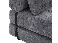 Outlet Sofá de 1 lugar - Sofá dobrável com encosto e almofadas - chenille Cinzento