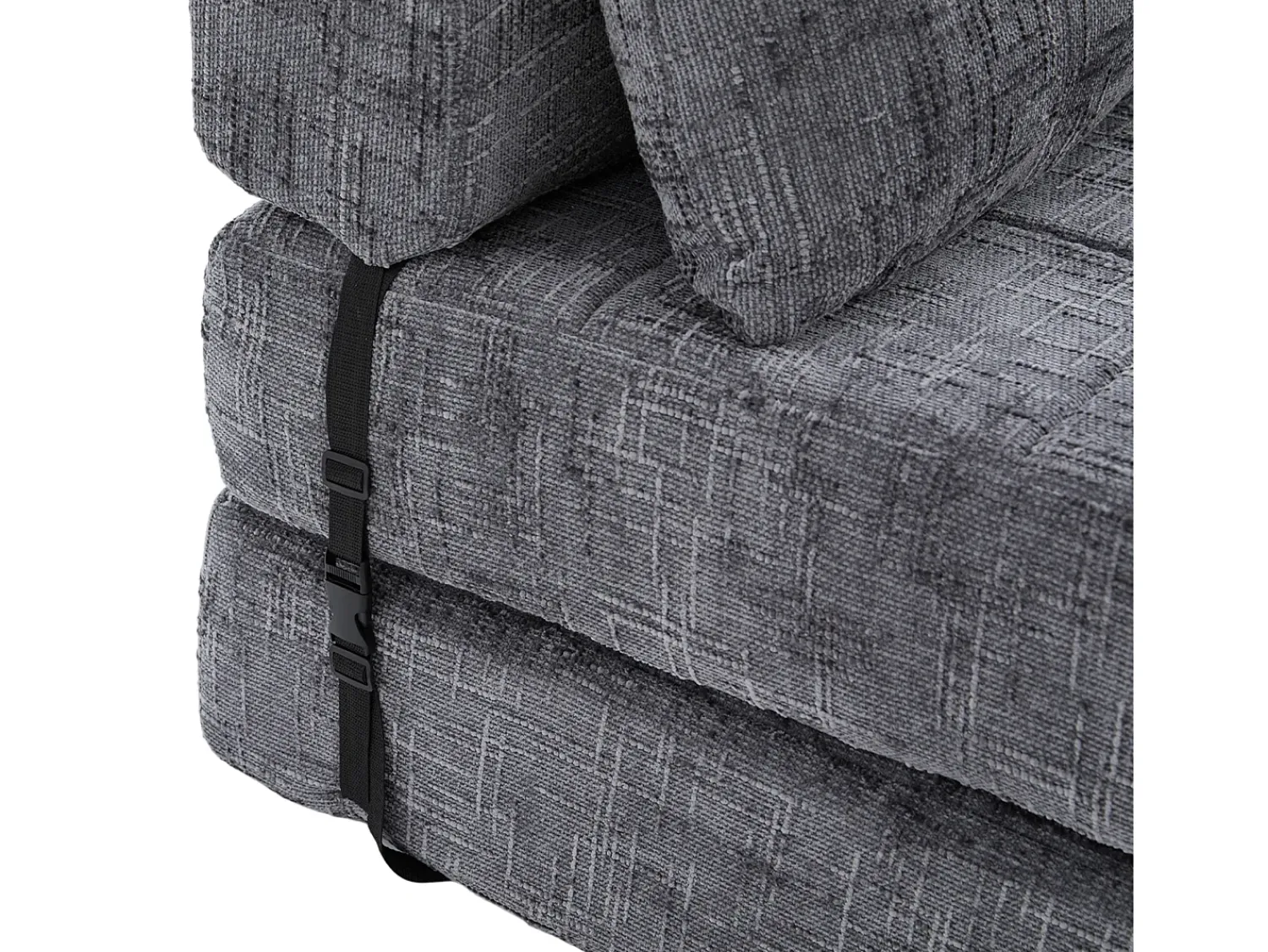 Outlet Sofá de 1 lugar - Sofá dobrável com encosto e almofadas - chenille Cinzento