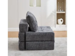 Outlet Sofá de 1 lugar - Sofá dobrável com encosto e almofadas - chenille Cinzento