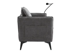 Sofá| Sofá de 2 lugares - com compartimentos laterais para arrumação e suporte para telemóvel - chenille - para sala de estar e quarto Cinzento