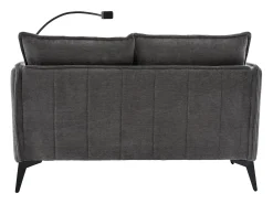 Sofá| Sofá de 2 lugares - com compartimentos laterais para arrumação e suporte para telemóvel - chenille - para sala de estar e quarto Cinzento