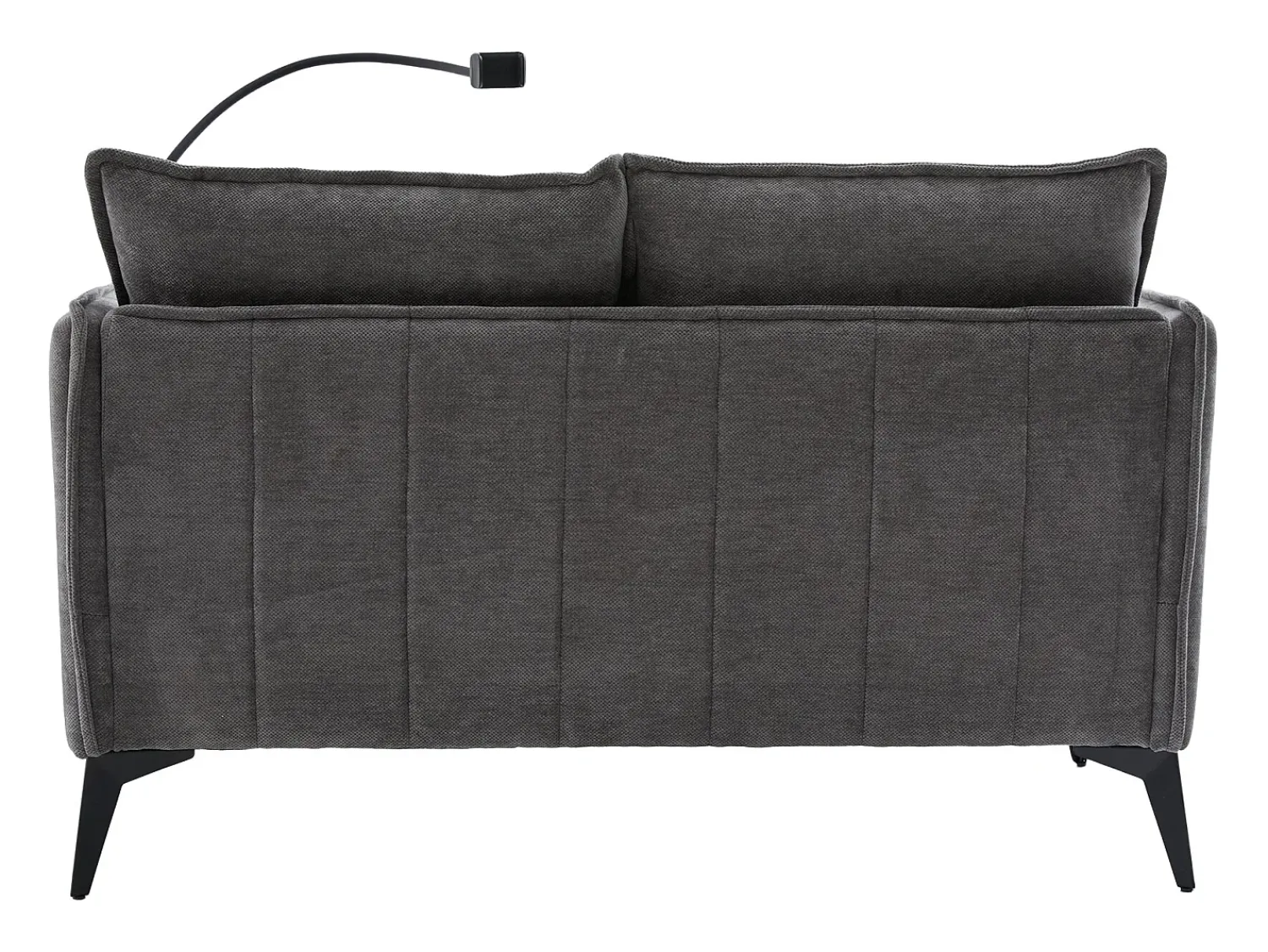 Sofá| Sofá de 2 lugares - com compartimentos laterais para arrumação e suporte para telemóvel - chenille - para sala de estar e quarto Cinzento