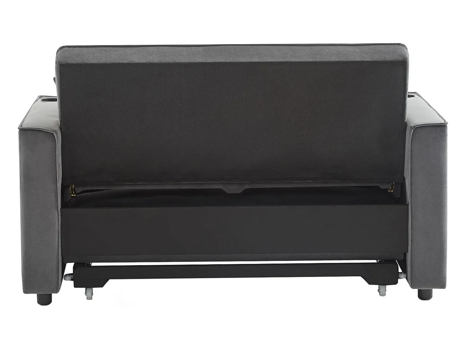 Sofá de 2 lugares - Sofá-cama com suporte para copos e bolso - almofadas e rodízios^ Sofá