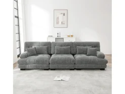 Sofá de 3 lugares - Sofá reto com 3 almofadas lombares e 3 almofadas decorativas - chenille^ Sofá