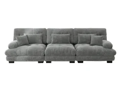 Sofá de 3 lugares - Sofá reto com 3 almofadas lombares e 3 almofadas decorativas - chenille^ Sofá