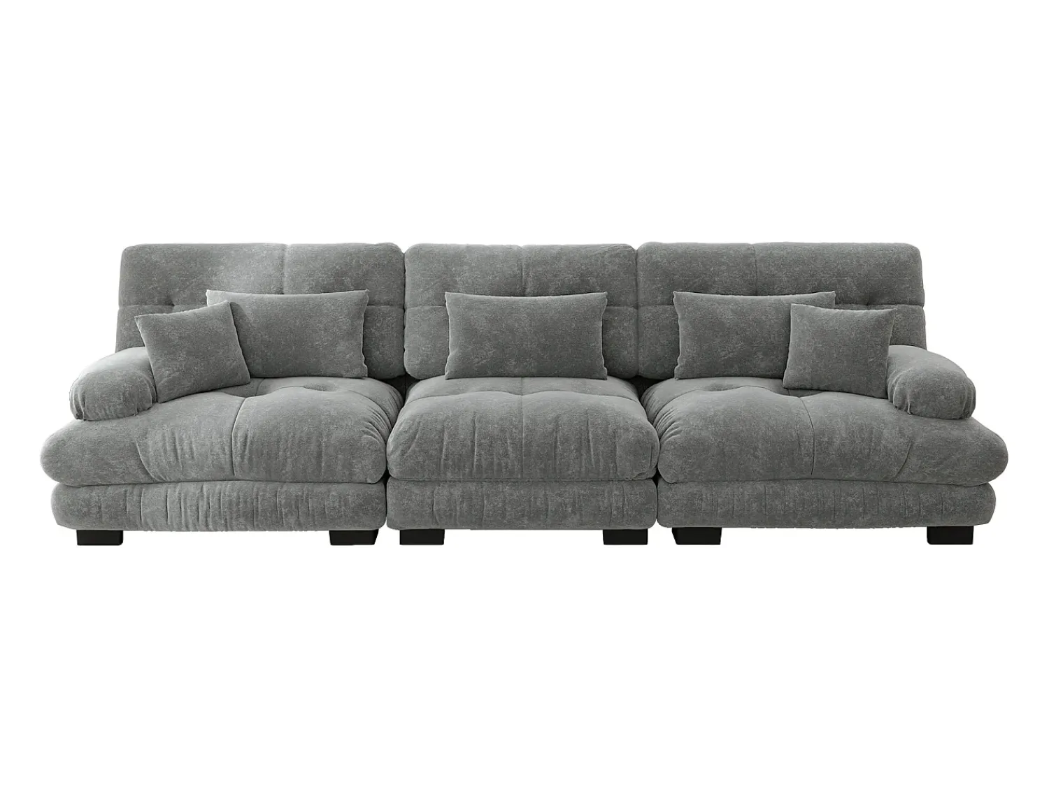 Sofá de 3 lugares - Sofá reto com 3 almofadas lombares e 3 almofadas decorativas - chenille^ Sofá