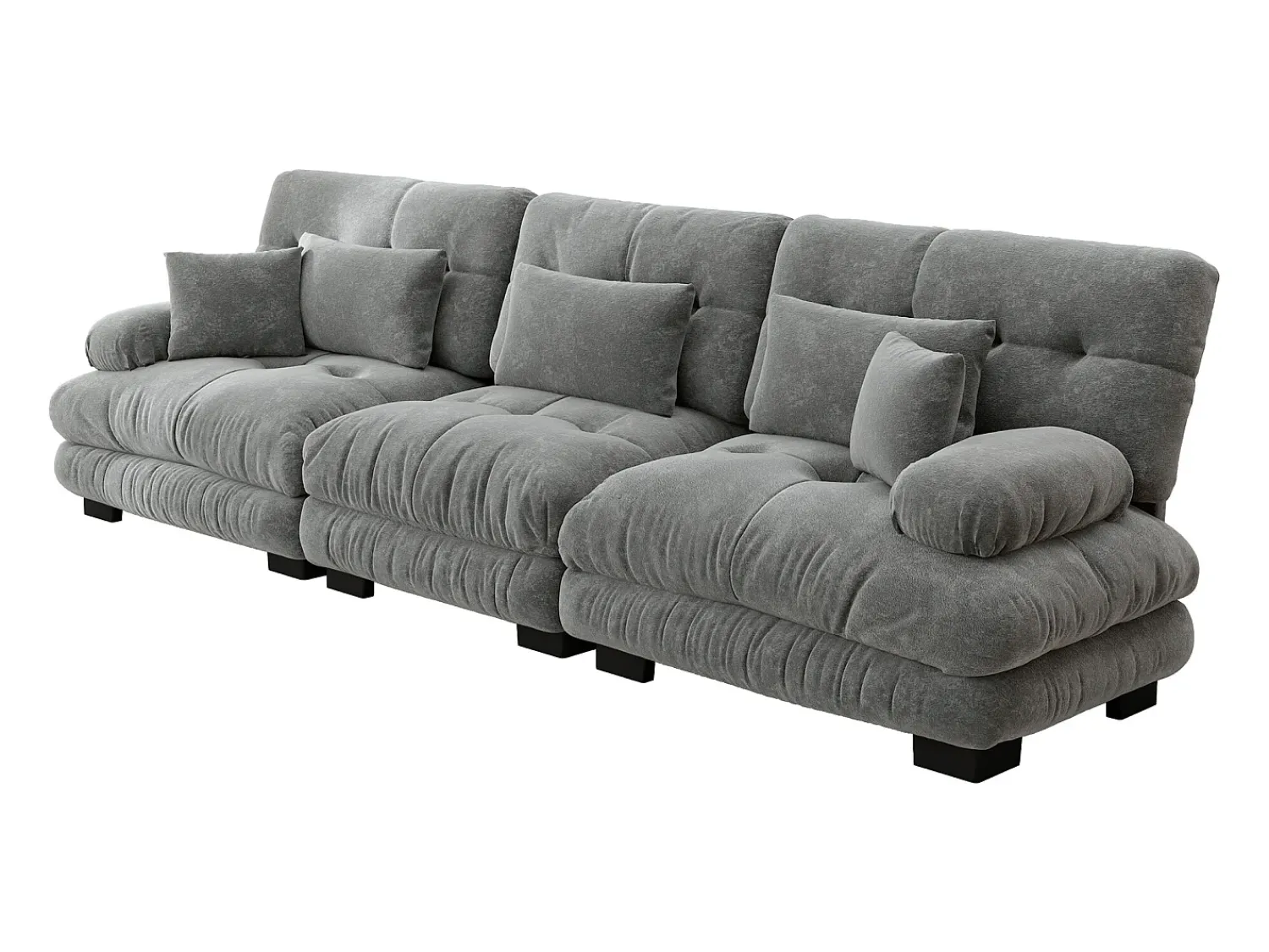 Sofá de 3 lugares - Sofá reto com 3 almofadas lombares e 3 almofadas decorativas - chenille^ Sofá