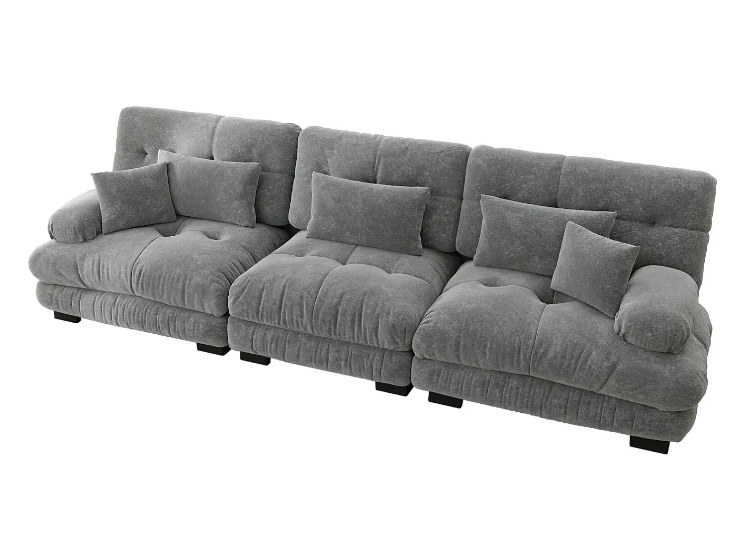 Sofá de 3 lugares - Sofá reto com 3 almofadas lombares e 3 almofadas decorativas - chenille^ Sofá