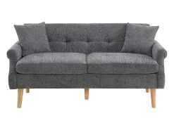 Sofá|Hauss Spole Sofá de 2 lugares, tecido chenille, pernas em madeira, 162x74x77cm Cinzento