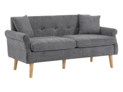 Sofá|Hauss Spole Sofá de 2 lugares, tecido chenille, pernas em madeira, 162x74x77cm Cinzento