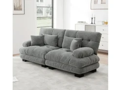 Sofá* Sofá de 2 lugares - Sofá reto com 2 almofadas lombares e 2 almofadas decorativas - chenille Cinzento