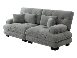 Sofá* Sofá de 2 lugares - Sofá reto com 2 almofadas lombares e 2 almofadas decorativas - chenille Cinzento