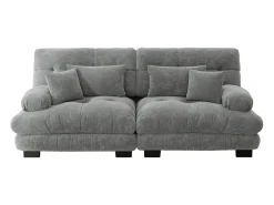 Sofá* Sofá de 2 lugares - Sofá reto com 2 almofadas lombares e 2 almofadas decorativas - chenille Cinzento
