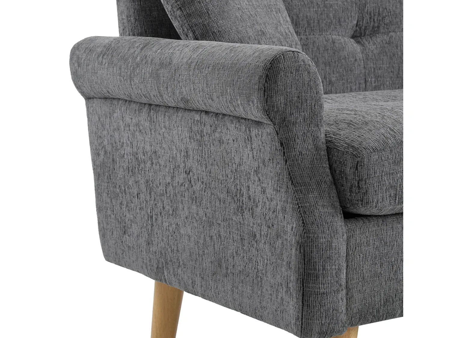 New Sofá de 2 lugares - Sofá reto com duas almofadas e braços - chenile - para sala de estar e quarto Cinzento