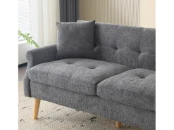 New Sofá de 2 lugares - Sofá reto com duas almofadas e braços - chenile - para sala de estar e quarto Cinzento
