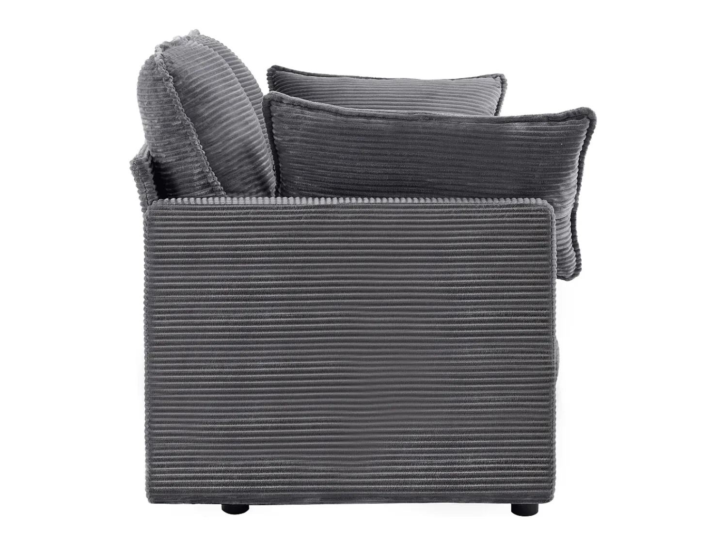 Sofá* Sofá de 2 lugares - Sofá reto com encosto e almofadas - Veludo cotelê - para sala de estar e quarto Cinzento
