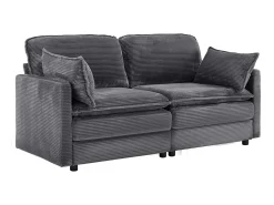 Sofá* Sofá de 2 lugares - Sofá reto com encosto e almofadas - Veludo cotelê - para sala de estar e quarto Cinzento