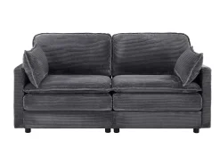 Sofá* Sofá de 2 lugares - Sofá reto com encosto e almofadas - Veludo cotelê - para sala de estar e quarto Cinzento