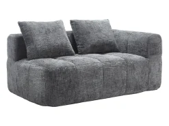 Best Sofá de 2 lugares - Sofá reto com almofadas e compartimentos de arrumação - chenille - padrão neve Cinzento
