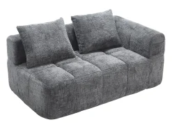 Best Sofá de 2 lugares - Sofá reto com almofadas e compartimentos de arrumação - chenille - padrão neve Cinzento