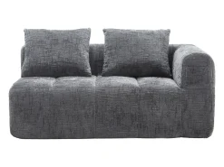 Best Sofá de 2 lugares - Sofá reto com almofadas e compartimentos de arrumação - chenille - padrão neve Cinzento
