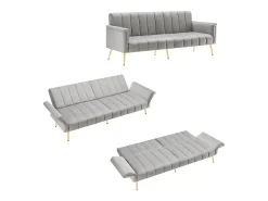Sofá* Sofá reto - com encosto e braços ajustáveis - para sala de estar e quarto Cinzento