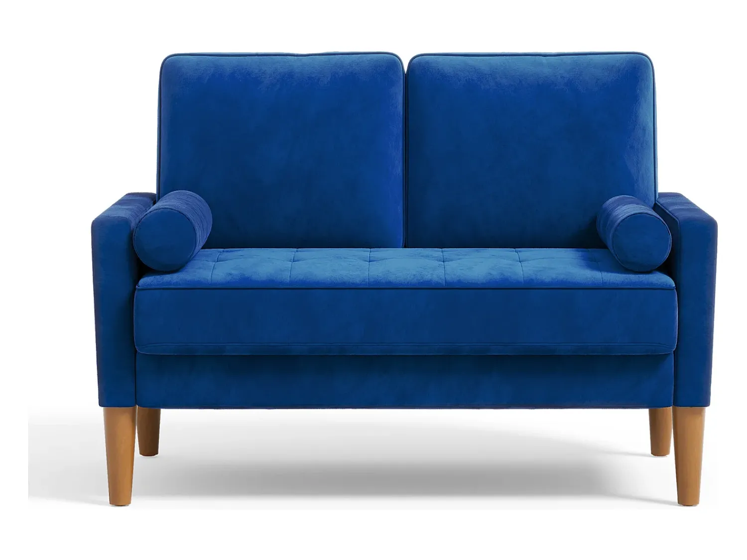 Sofá*DripeX Sofá com 2 assentos escandinavos, mini sofá de poltrona em Velvet Adeset, poltrona da sala com apoios de braços, 121x77x87cm - Azul