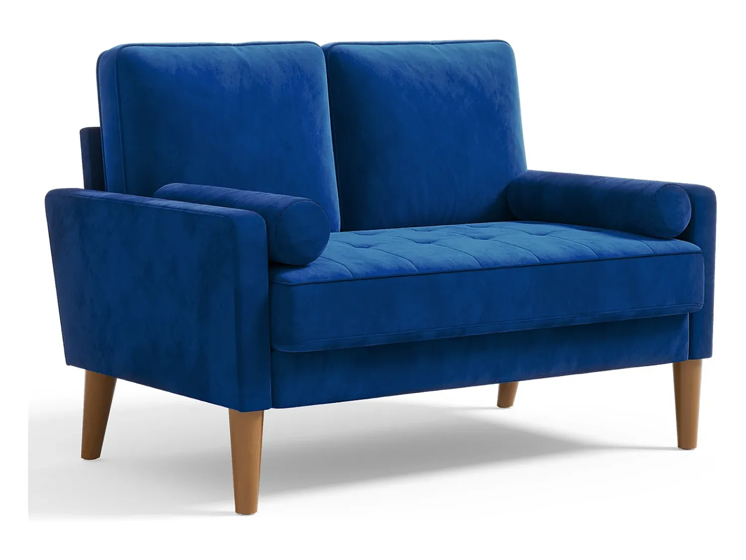 Sofá*DripeX Sofá com 2 assentos escandinavos, mini sofá de poltrona em Velvet Adeset, poltrona da sala com apoios de braços, 121x77x87cm - Azul