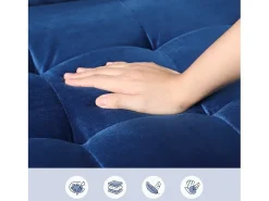 Sofá*DripeX Sofá com 2 assentos escandinavos, mini sofá de poltrona em Velvet Adeset, poltrona da sala com apoios de braços, 121x77x87cm - Azul