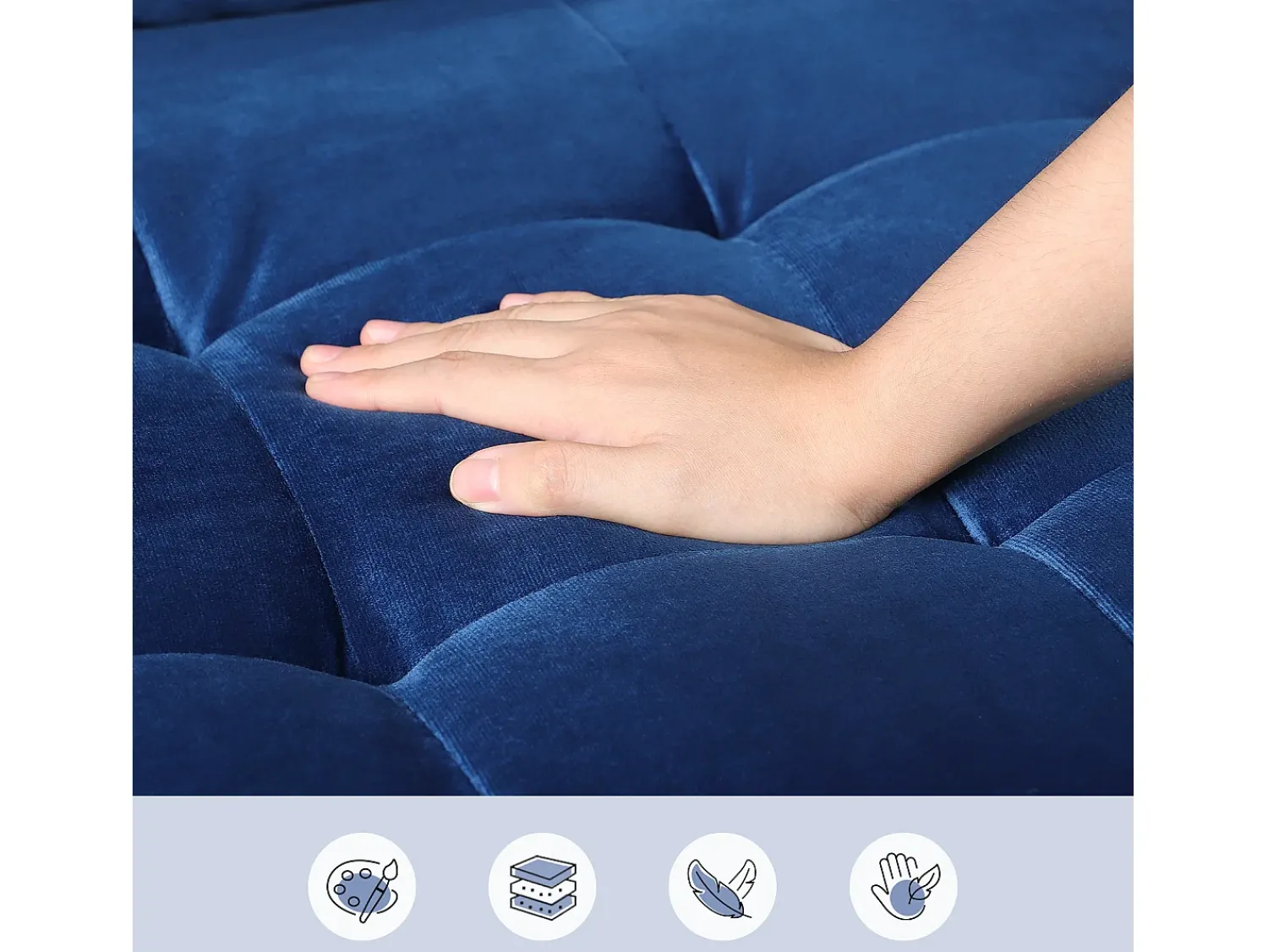 Sofá*DripeX Sofá com 2 assentos escandinavos, mini sofá de poltrona em Velvet Adeset, poltrona da sala com apoios de braços, 121x77x87cm - Azul