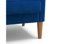 Sofá*DripeX Sofá com 2 assentos escandinavos, mini sofá de poltrona em Velvet Adeset, poltrona da sala com apoios de braços, 121x77x87cm - Azul