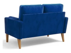 Sofá*DripeX Sofá com 2 assentos escandinavos, mini sofá de poltrona em Velvet Adeset, poltrona da sala com apoios de braços, 121x77x87cm - Azul