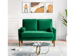 Sofá*DripeX Sofá com 2 assentos escandinavos, mini sofá de braço laminado em Veludo de Adeset, Bolchair da Sala de Livro com Afrestos de Braço, 121x77x87cm - Verde