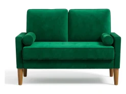 Sofá*DripeX Sofá com 2 assentos escandinavos, mini sofá de braço laminado em Veludo de Adeset, Bolchair da Sala de Livro com Afrestos de Braço, 121x77x87cm - Verde