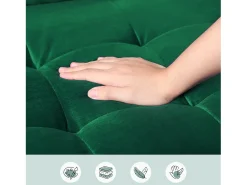 Sofá*DripeX Sofá com 2 assentos escandinavos, mini sofá de braço laminado em Veludo de Adeset, Bolchair da Sala de Livro com Afrestos de Braço, 121x77x87cm - Verde