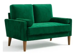 Sofá*DripeX Sofá com 2 assentos escandinavos, mini sofá de braço laminado em Veludo de Adeset, Bolchair da Sala de Livro com Afrestos de Braço, 121x77x87cm - Verde