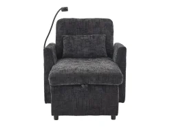 Sofá|Hauss Spole Sofá com 2 bolsos laterais e espaço para arrumação - Tecido chenille - Preto