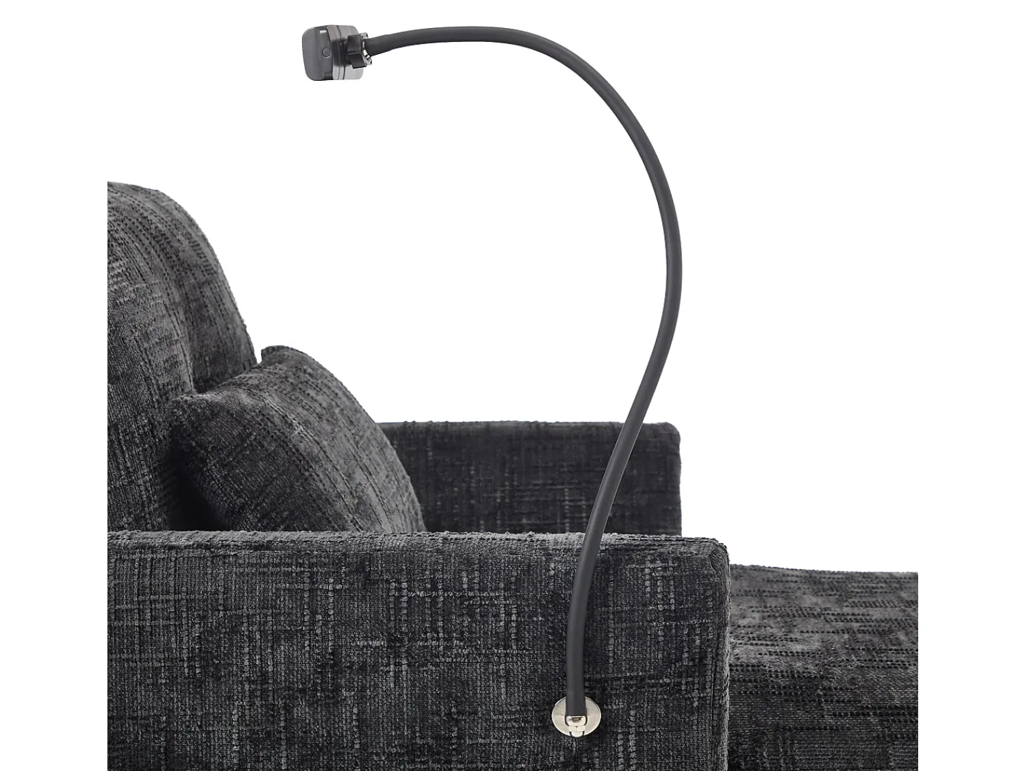 Sofá|Hauss Spole Sofá com 2 bolsos laterais e espaço para arrumação - Tecido chenille - Preto