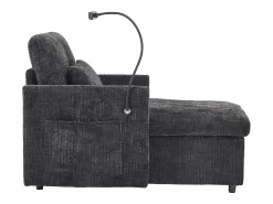 Sofá|Hauss Spole Sofá com 2 bolsos laterais e espaço para arrumação - Tecido chenille - Preto