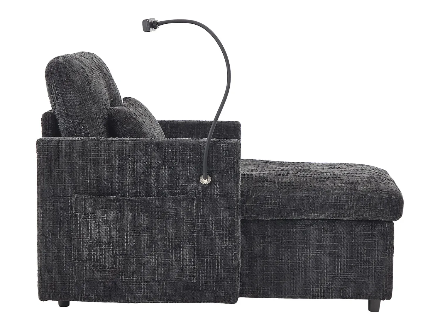 Sofá|Hauss Spole Sofá com 2 bolsos laterais e espaço para arrumação - Tecido chenille - Preto