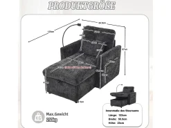 Sofá|Hauss Spole Sofá com 2 bolsos laterais e espaço para arrumação - Tecido chenille - Preto