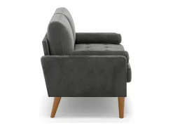 Outlet DripeX Sofá com 2 lugares escandinavos de 2 lugares, mini sofá de braço laminado em Velvet Adeset, poltrona da sala com apoios de braços, 121x77x87cm - cinza Cinzento