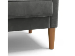 Outlet DripeX Sofá com 2 lugares escandinavos de 2 lugares, mini sofá de braço laminado em Velvet Adeset, poltrona da sala com apoios de braços, 121x77x87cm - cinza Cinzento