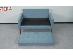 Outlet DripeX Sofá com 2 lugares escandinavos de 2 lugares, mini sofá de braço laminado em Velvet Adeset, poltrona da sala com apoios de braços, 121x77x87cm - cinza Cinzento