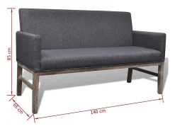 Best Helloshop26 Sofá com almofada acolchoada 140 cm tecido de madeira de seringueira cinza escuro 02_0019702 Cinzento