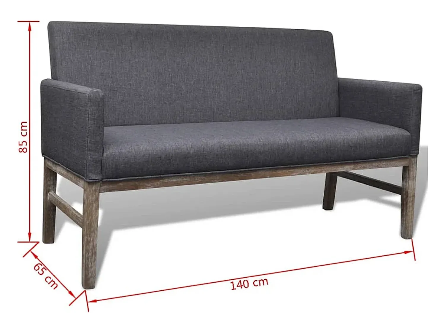 Best Helloshop26 Sofá com almofada acolchoada 140 cm tecido de madeira de seringueira cinza escuro 02_0019702 Cinzento