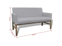 Sofá*Helloshop26 Sofá com almofada acolchoada 140 x 65 x 85 cm tecido de madeira de seringueira cinza claro 02_0020274 Cinzento
