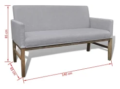 Sofá*Helloshop26 Sofá com almofada acolchoada 140 x 65 x 85 cm tecido de madeira de seringueira cinza claro 02_0020274 Cinzento